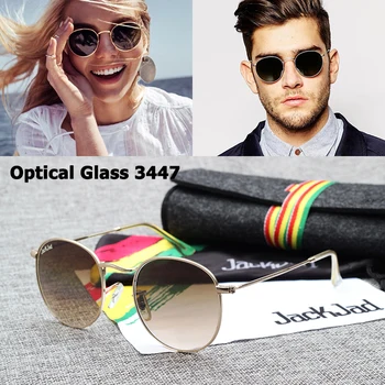 JackJad Vintage JJ3447 Yuvarlak Metal Kaliteli Optik Cam Lens Klasik güneş Gözlüğü Retro Marka Tasarım Güneş Gözlüğü Oculos De Sol