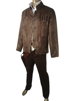 Star Wars VII 7 Kuvvet Han Solo Ceket Pantolon Kıyafet Üniforma Halloween comic-con Cosplay Kostüm Yetişkin Erkek Uyanır