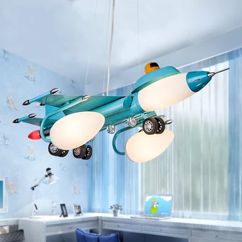 Modern 3-5 E14 ampuller ile klasik Uçak kolye ışıkları çocuk erkek çocuk odası aydınlatma için karikatür kolye lamba demir led