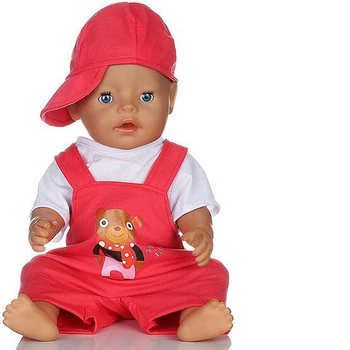 18 İnç İçin Beyzbol Şapkası İle Amerikan Kız Bebek Kıyafetleri Önlük Pantolon Bebek Giyim Aksesuarlar Yeniden Doğmuş