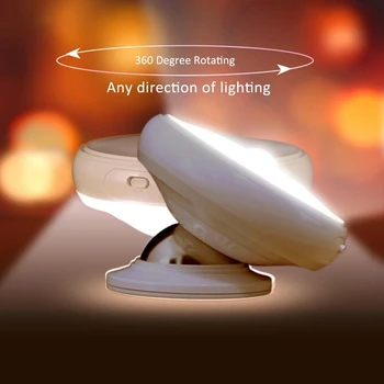 Ayarlamak 360 Derece Döndürün Gece Işığı İnsan Vücudu Sensör Lamba Manyetik Adsorpsiyon Koridor Dolap Duvar Lambası Pil Güç LED