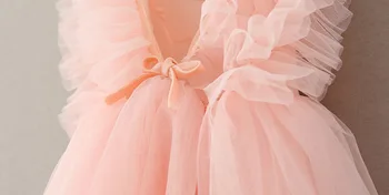Bebek Kızlar yaz Prenses fırfır Kız Bebek Giysileri 3 dantel Elbise arka çapraz Tasarım kol 526Y Elbise-