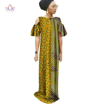 Femme Kadınlar İçin BRW 2017 Yaz Elbise Dashiki Afrika Uzun Elbise Maxi Elbise Bazin Riche Kelebek Kol Parti Elbise WY2118
