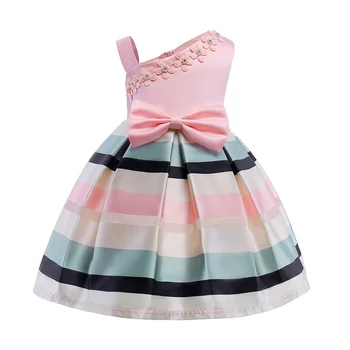 Ilmek Moda çizgili kız elbise Prenses elbise kız Bebek resepsiyon resmi kız parti elbise Noel kıyafetleri elbiseler