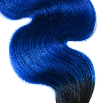 Kapatma Sexay Profesyonel Önceden mavi Saç Demetleri 3-Kapatma İle Bir Paketi Mesafede Brezilyalı Vücut Dalga İnsan Saç Atkı renkli