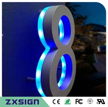 Fabrika arkadan aydınlatmalı Paslanmaz Çelik akrilik tabanı ile 20cm yüksek(8inches)için Ev numarası işareti LED Çıkış