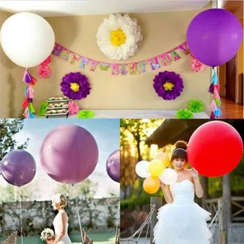 Ucuz 6PCS/çok Renkli Süper Büyük Balonlar İnflable Lateks Balonları Doğum günü Düğün Dekor Yuvarlak Büyük Dev Balon Helyum