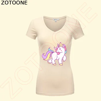 ZOTOONE Unicorn Yama Çizgi film Demir Çocuk Giysileri İçin Transfer Sevimli Hayvan Yamaları T-shirt Elbise Termal Transfer Kağıt DİY
