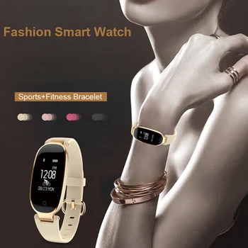 Android İOS İçin Soprt S3 Akıllı İzle Kadın Akıllı Bilekliği Band Bluetooth Kalp Hızı Monitörü Spor İzci Smartwatch