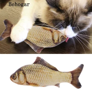 Behogar Ot Sazanı Sauryfish Simülasyon Balık Peluş Oyuncak Bebek İnteraktif Evcil Kedi Pisi Kedi için Tırmalama Isırma w/Catnip Yastık