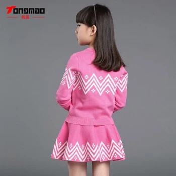 Sonbahar Kış Sıcak Çocuklar Kız Giyim Çocuk Kız Kazak Ve Etek Kız Bebek Elbise Set Elbise Kız Eşofman Set