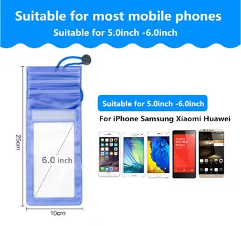 Samsung Xiaomi HTC Huawei iPhone Açık Mobil Telefon Cep İçin su geçirmez Sualtı Kılıfı PVC Paket Dalış Çantaları