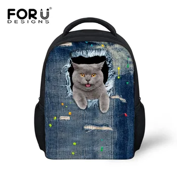 FORUDESİGNS Hayvan Okul Çantası, Çocukların Sevimli Kedi Baskı Küçük Anaokulu Sırt çantaları Bebek Kız Bebek Çocuk Sırt çantaları Kadınsı