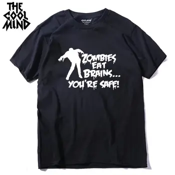 O komik COOLMİND kısa kollu pamuk gevşek casual sokak stili-boyun zombi baskılı erkek T-shirt