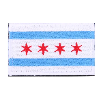 8 x 5 cm Dört Yıldız Deseni Chicago Alumni Polis Bayrağı Yamalar Şapka Çanta Ceket için Moral Etiketleri Yama kol bandı Rozet İşlemeli