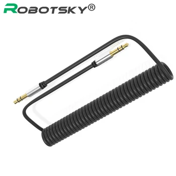 Kulaklık Araba için Erkek Stereo Ses Aux Kablosu Robotsky 3.5 mm Jack Esnek Ses Kablosu 3.5 mm Erkek iPhone Hoparlör Tablet