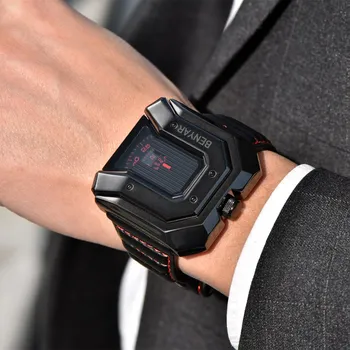 Lüks Marka İzle Sony Ericsson için Hombre Erkek su Geçirmez Deri Kuvars Saati Erkek Spor BENYAR 2018 Yeni Tasarım Relogio Masculino Saatler