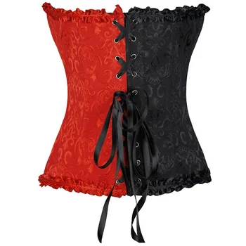 Kadınlar Seksi korse Gotik giyim korse steampunk ve bustiers iç çamaşırı Siyah Kırmızı korse ile zayıflama Burlesque