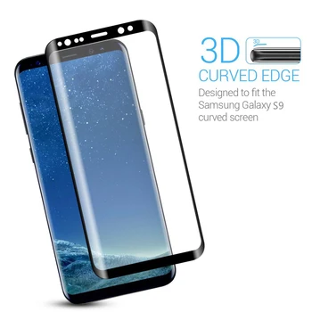 S9 Samsung Galaxy Plus 3D Sertleştirilmiş Cam sertleştirilmiş Cam Ekran Koruyucu Tam Kapak Koruyucu Film Kavisli
