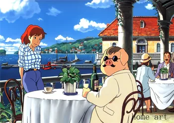 Kırmızı domuz Hayao Miyazaki Poster Net Görüntü Duvar Çıkartmaları Ev Dekorasyonu Kaliteli Beyaz Kuşe Kağıt Baskı