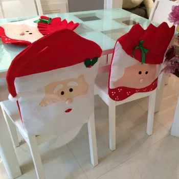 2 adet Noel Sandalye Örtüsü Babbo Natale Dekorasyon Şapka Noel Süslemeleri Eve Düğün uygun Kapakları Bay ve Bayan Noel Baba Set