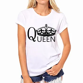 Aşıklar takım Elbise Kadın Ve Erkek Rus Portekizce İngilizce İspanyolca Kral Kraliçe Prens Prenses Baskı Kısa Kollu O Boyun T-shirt