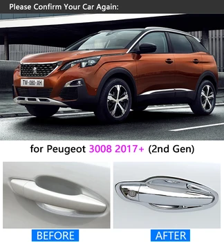 Peugeot 3008 2017 2018 Lüks Krom Kapak Trim MKD 2. Nesil Asla Şekillendirme Aksesuarları Araba Çıkartmaları Araba Pas Ayarlama Kolu