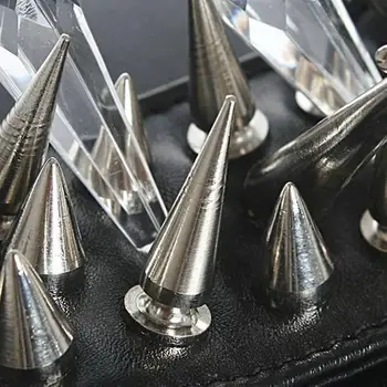 FJS 100PCS/9.5 MM Gümüş Koni Sivri Çiviler Havalı Perçin DİY Zanaat Screwback Punk Set
