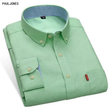 Gömlek Gömlek Aşağı Rahat Callar Tasarımcısı Mor Yeşil Beyaz Düğme Yaz Oxford PAULJONES Uzun 81x Slim Fit Katı Erkek Kol