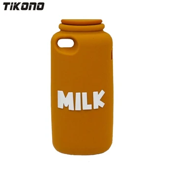 İPhone 5 5S için Tikono 3D Süt Şişesi Tasarım Yumuşak Silikon Kılıf Case Arka Kapak Kalem ile Cep Telefonu Sevimli