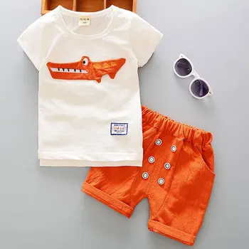 Giysi Giyim yeni Doğan Erkek Bebek Bebek Moda için çizgi film Pamuk Yaz Giyim Setleri takım Elbise T-shirt+Pantolon takım Elbise Bebes Çocuk Bezi