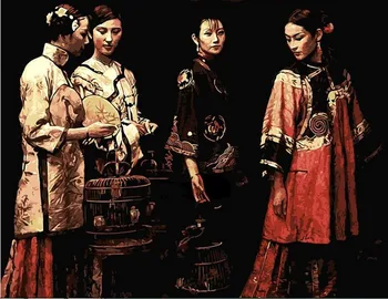 40 kare ile*50cm özelleştirmek Çin geleneksel kadın geyşa oturma odası dekorasyonu yağlı Boya resimler sayılarla