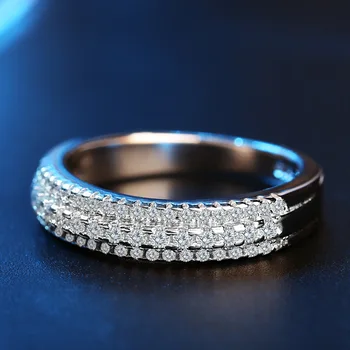 Kadınlar için YİNHED Üç Satır AAA Zirkon CZ Sole alyans ZR355 925 Gümüş Nişan Yüzüğü Takı Hediye Katı