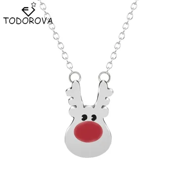 Todorova 10 adet Rudolph ren Geyiği Hayvan Kolye Zinciri Kadın Deyimi Takı Noel Hediye için Vintage Aksesuarları Kolye