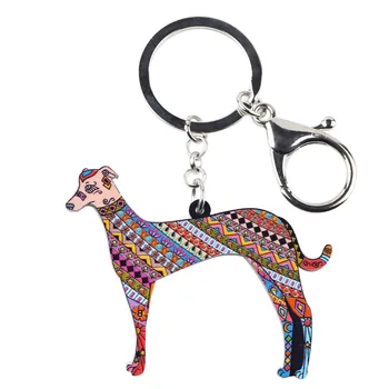 WEVENİ Akrilik Baskı Greyhound Köpek Anahtarını Kadınlar İçin Anahtarlık Çanta Cazibe Adam Anahtarlık Aksesuarları Yeni Moda Takı Zincir