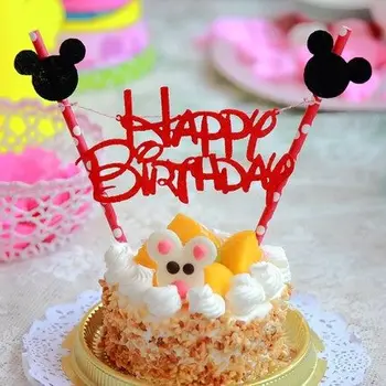 Çocuk Parti Dekorasyon için Set Mickey Mouse Mutlu Doğum günü Pastası Kaban Mektup Garland Bunting Bebek Duş Kutlama Malzemeleri