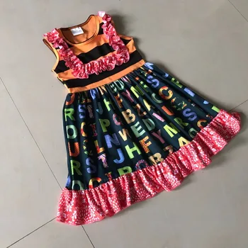 Pamuklu Rahat Kumaş Alfabe Baskı İle Kız Bebek Marka Yaz Tarzı Hangzhou Elbise Giyim Bebek Bebek Fabrikası Tarafından Yapılan