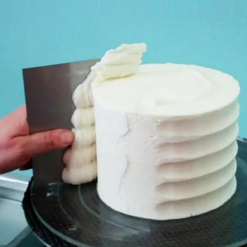 2 adet Paslanmaz Çelik Pasta Kazıyıcı Fondan Mousse Krema Spatula Kenarı Yumuşak Mutfak Pasta Kalıp Kek Dekorasyon Pişirme Araçları