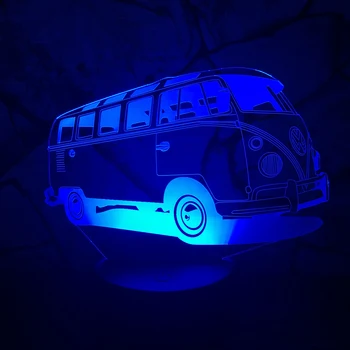 3D Lamparas Dadı Araba 7 Renk Değiştirmek Degrade RGB Gece Işık Yanılsama Yatak Odası Başucu Lambası Dekor Çocuk Çocuklar Noel Oyuncak Hediye LED